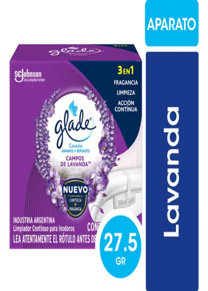 Aromatizante Glade Canasta Solida Lavanda 3 en 1 (Aparato grande)