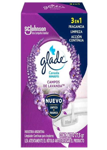 Aromatizante Glade Canasta Solida Lavanda 3 en 1 Repuesto (chiquito)